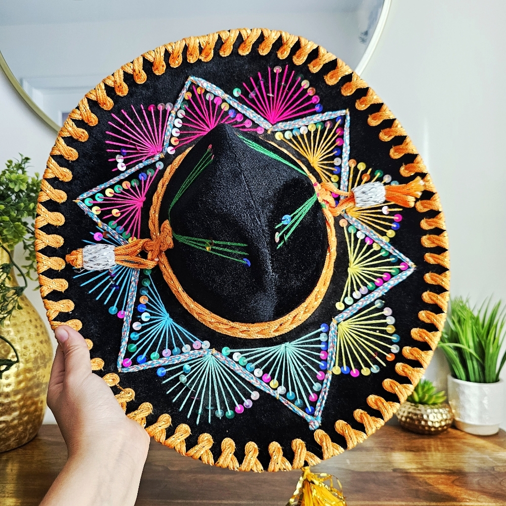 Handcrafted Sombrero Selene Calidad Mexican Mariachi Multicolor Children's Hat - Picture 2 of 16
